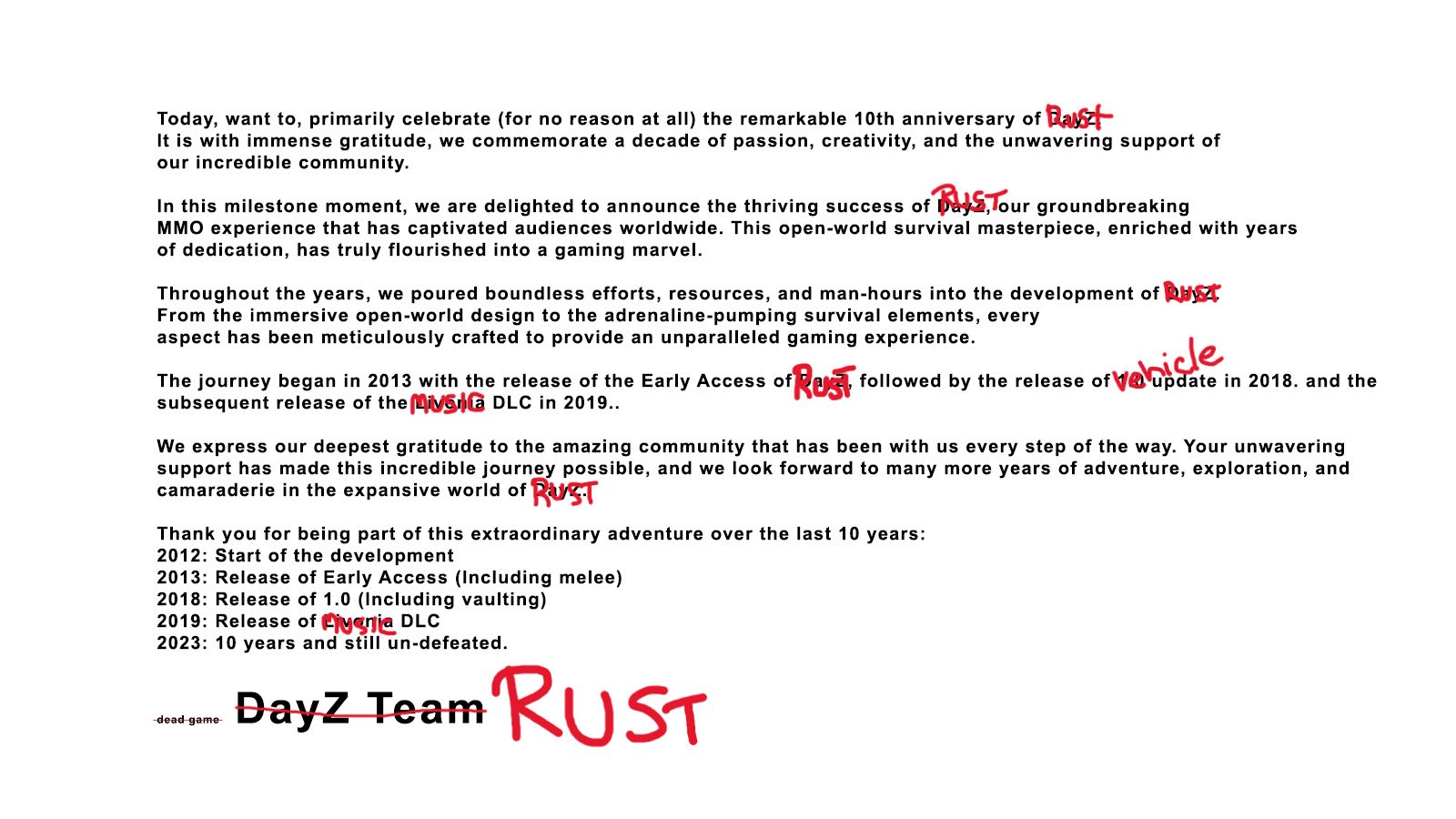 il comunicato copia del team di rust